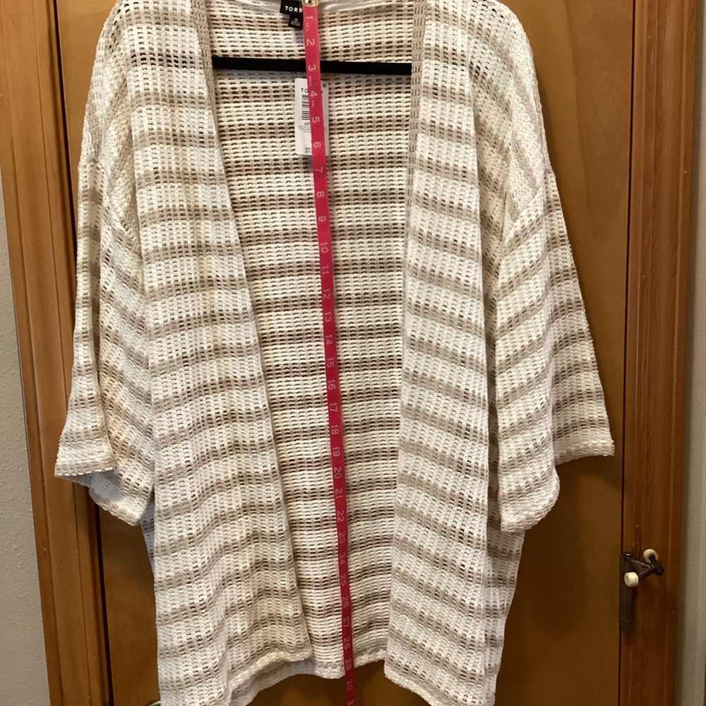 Torrid Cream and Tan Open Knit Cardigan NWT - Picture 5 of 10